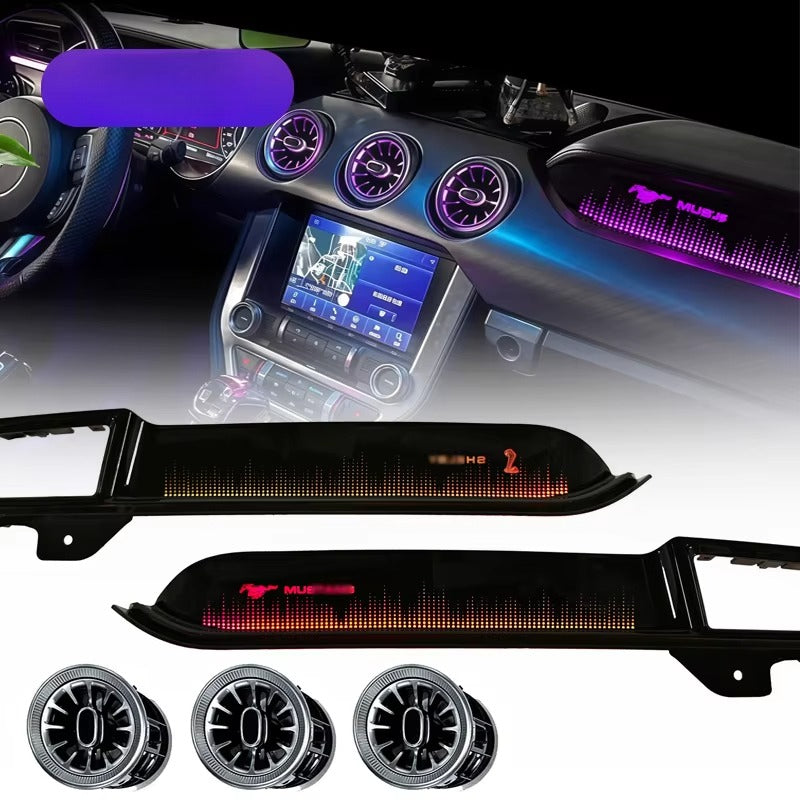 SJC Auto LED Ambient Lighting for Ford Mustang 2015-2022 Model Car Interior Symphony 64-color Atmosphere Lighting air Vent Kit