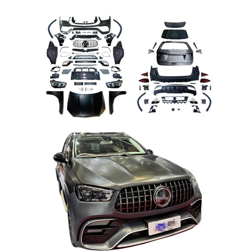 PP Full Set Body Kit for W166 GLE 12-19y to W167 GLE63 20-25y Bodykit GLE63 Upgrade Facelift Set Front Bumper Grille Rear Bumper