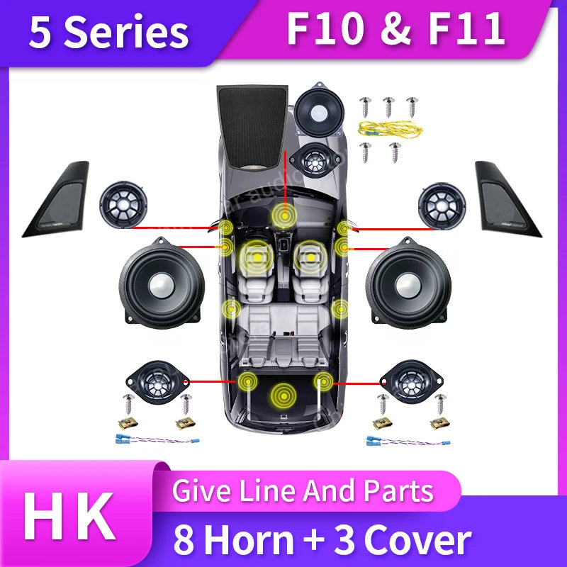 Horn For BMW F10 F11 5 Series High Quality Loudspeaker Audio Cover Power Amplifier Bass Tweeter Midrange Subwoofer Speakers Kit
