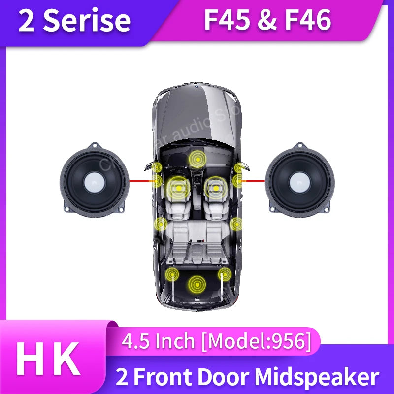 Car Front Door Tweeter Cover Speaker For BMW F45 F46 2 Series Bass Loudspeaker Horn 4.5 Inch Midrange High Power Subwoofer
