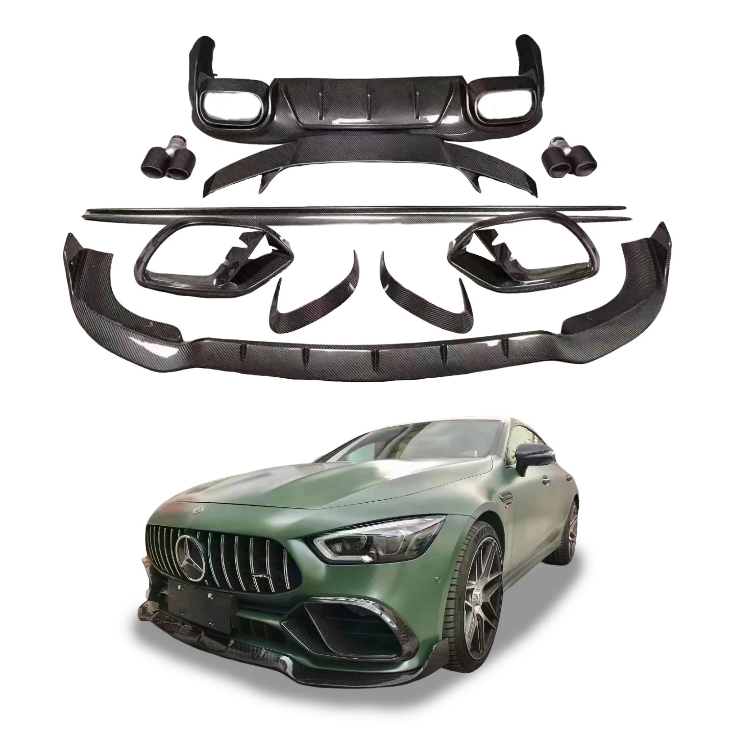 High Quality Body Kit for Mercedes-Benz AMG Gt63 Gt43 Gt50 Gt53 Upgrade Bra-B Style Auto Parts Spoiler Front Lip Rear Diffuser