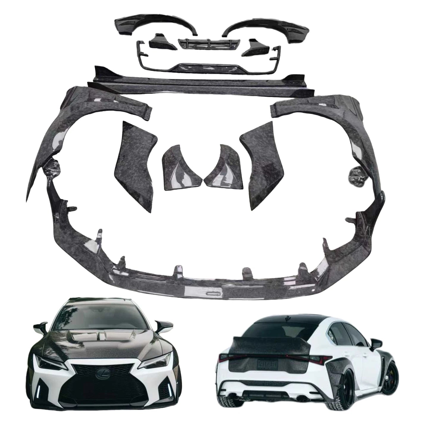 Forged Carbon Fiber Body Kit for Lexus IS 250 300 350 500 21-24 Upgrade ART Style Body System Wheel Eyebrows Diffuser Side Skirt