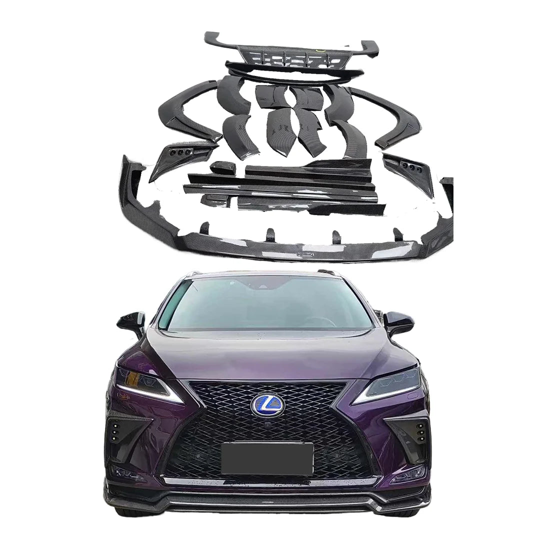 Carbon Fiber ART Style Body Kit for Lexus RX 2018-2021 Front Lip Fog Light Cover Side Skirt Wheel Arches Rear Lip Wing Spoiler