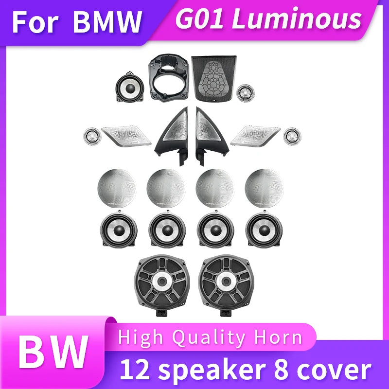 High Quality Door Panel Loundspeaker Tweeter Subwoofer LED Horns Speakers Luminous Speaker Cover For BMW X3 G01 3 Series X4 G02