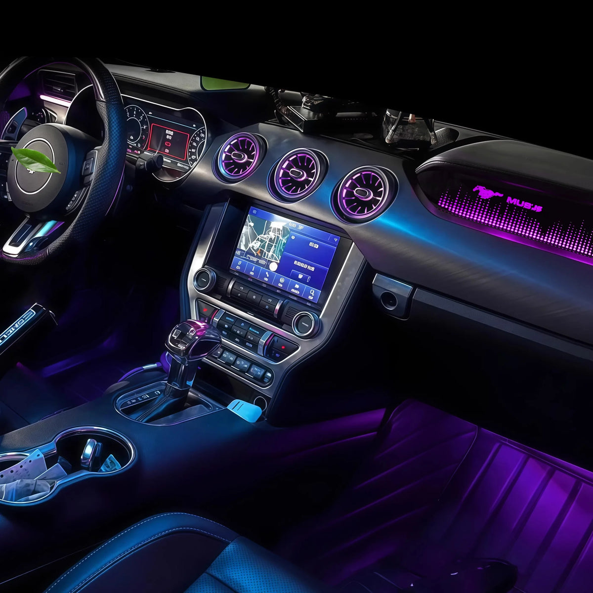 Car Led Light Kit for  Ford Mustang 2015-2022 Interior 64-color Dynamic Symphony Ambient Lighting RGB Decorative Accessories