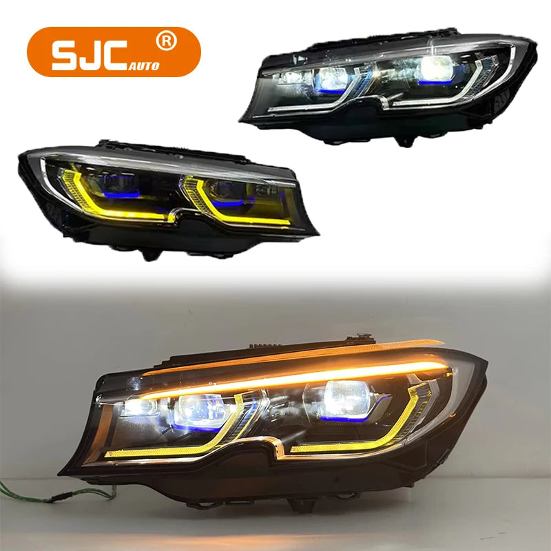 SJC Auto Laser Headlight for BMW 3 Series G20 G80 2019-2022 Auto Yellow White Headlights Switch Headlights Plug and Play