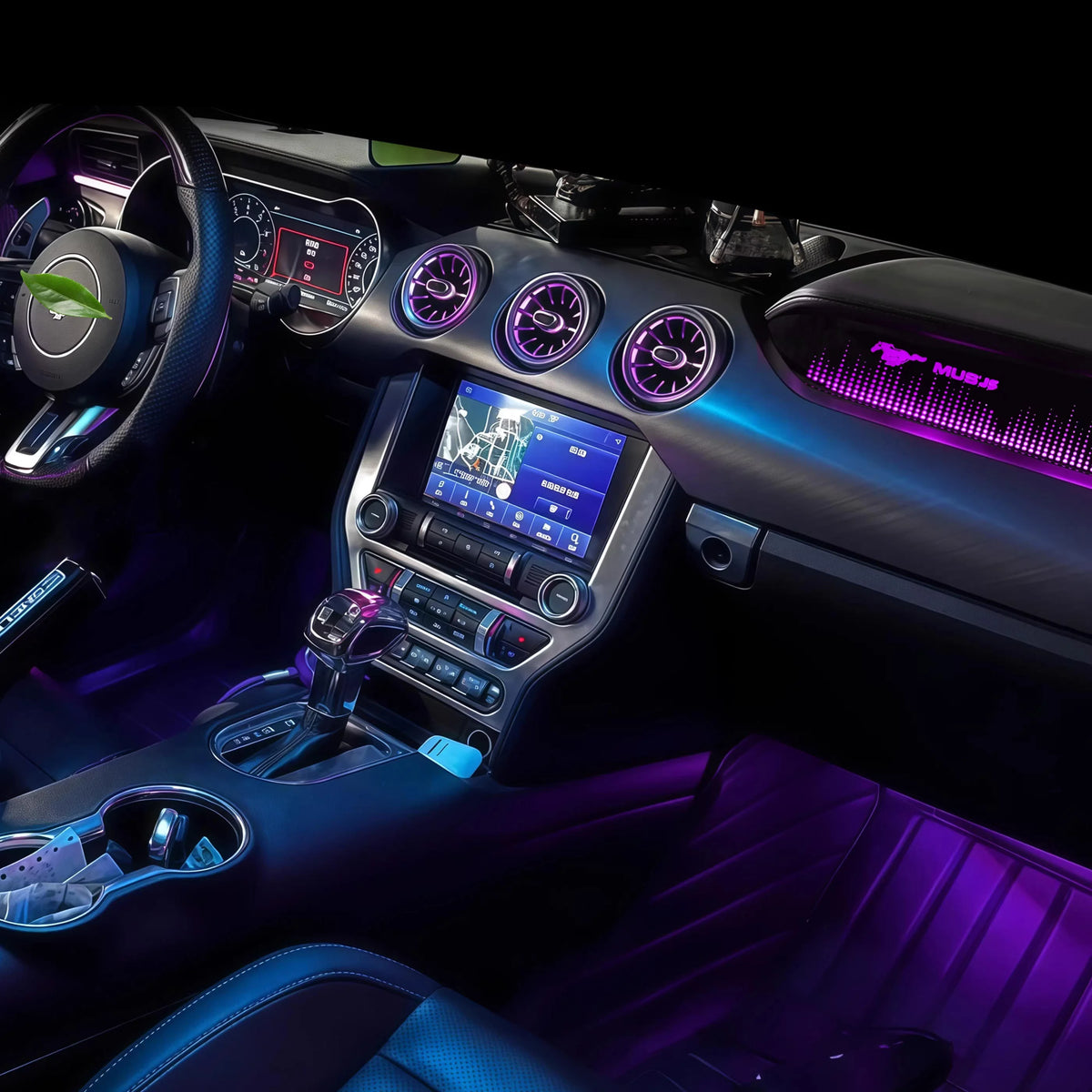 64-Color Dynamic Symphony LED Car Ambient Light Kit for Ford Mustang 2015-2022 Interior Upgrade Accessories Decoration