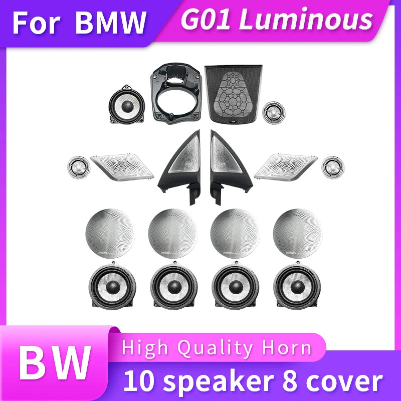 High Quality Door Panel Loundspeaker Tweeter Subwoofer LED Horns Speakers Luminous Speaker Cover For BMW X3 G01 3 Series X4 G02