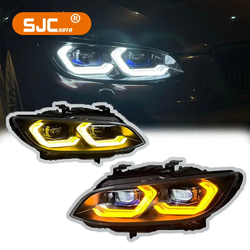 SJC Auto Lighting Systems Laser Headlights for BMW 3 Series E92  2006-2010 Yellow+White DRLS Head Lights Plug and Play