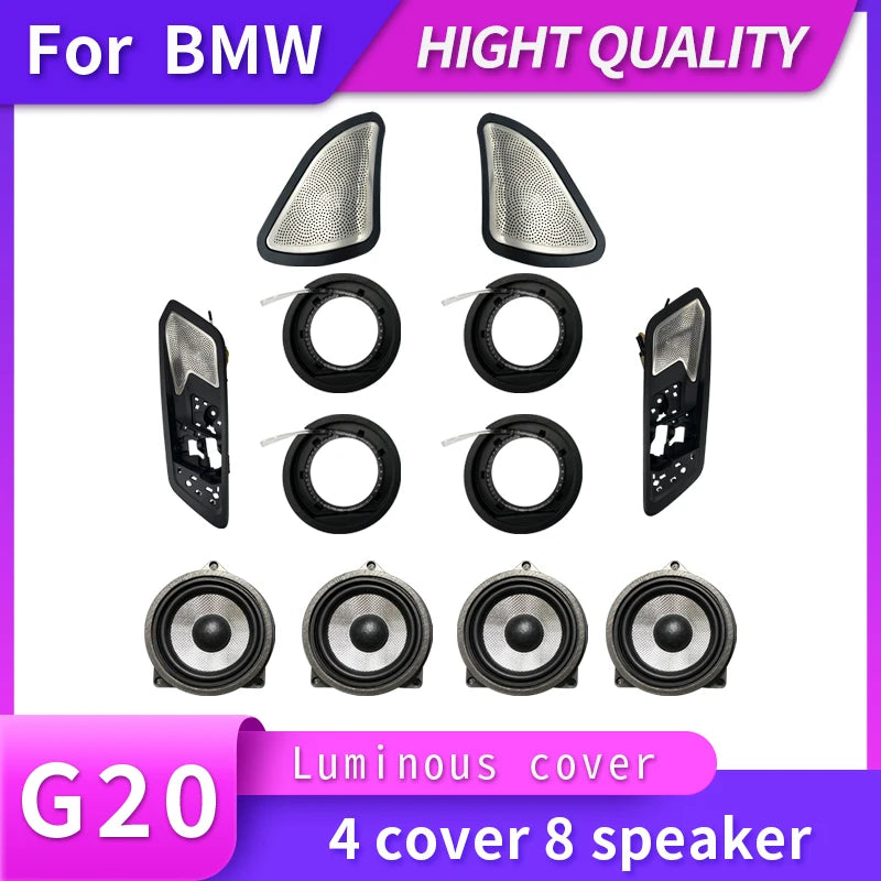 Car LED Speaker For BMW G20 3 Series Front Door Glow Tweeter Mid Luminous Night Light Trim Audio Speakers Horn Cover Accessories