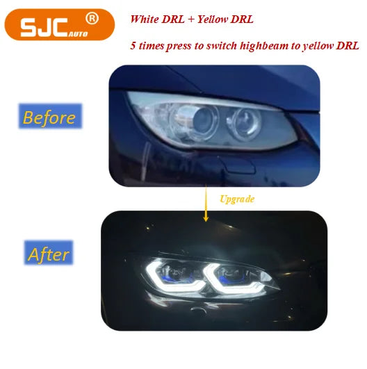 SJC Auto Lighting Systems Front Light for BMW 3 Series  E92 E93 2006-2009 Upgrade Head Lights Yellow&White Headlamp