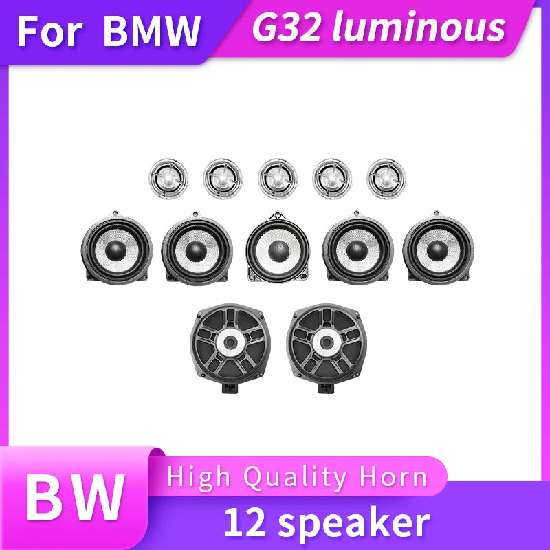 Car LED For BMW 6GT G32 Speaker Front Rear Door Glow Tweeter Luminous Night Lighting Trim Subwoofer Audio Speakers Horn Cover