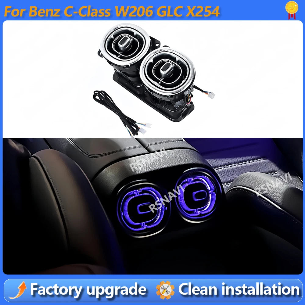 64 Color Led For Mercedes Benz W206 C-Class GLC X254 Interior Accessories Turbine Nozzle Rear Air Vent Ambient Light