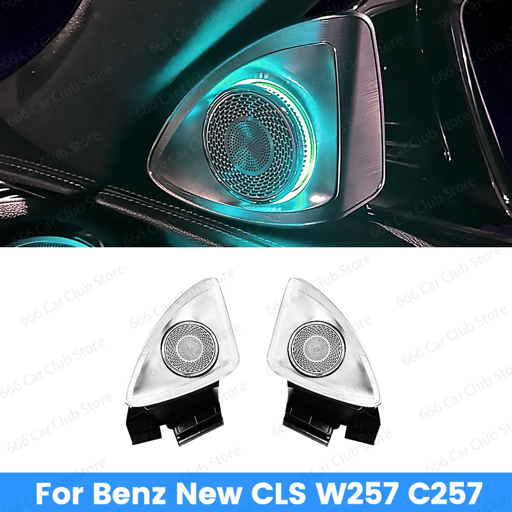 New 64 Colors 4D Tweeter Speaker For Mercedes Benz W257 CLS C257 Car RGB LED Ambient Light 4D Rotating Treble Horn Refit