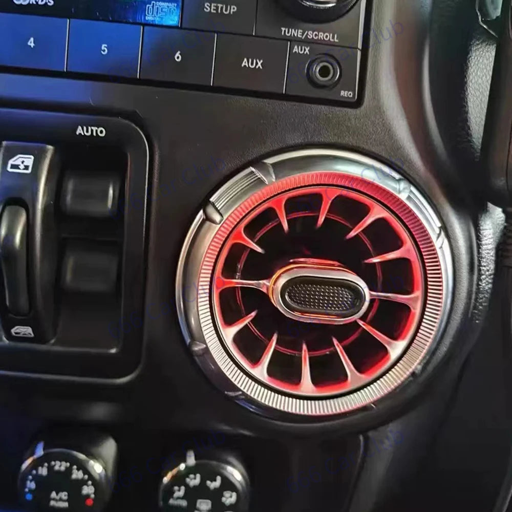 LED 256 Colour Air Vent For Jeep Wrangler JK 2011-2017 JL 2018-2023 Car Interior Ambient Light decoratio Nozzle Turbine Air Outl