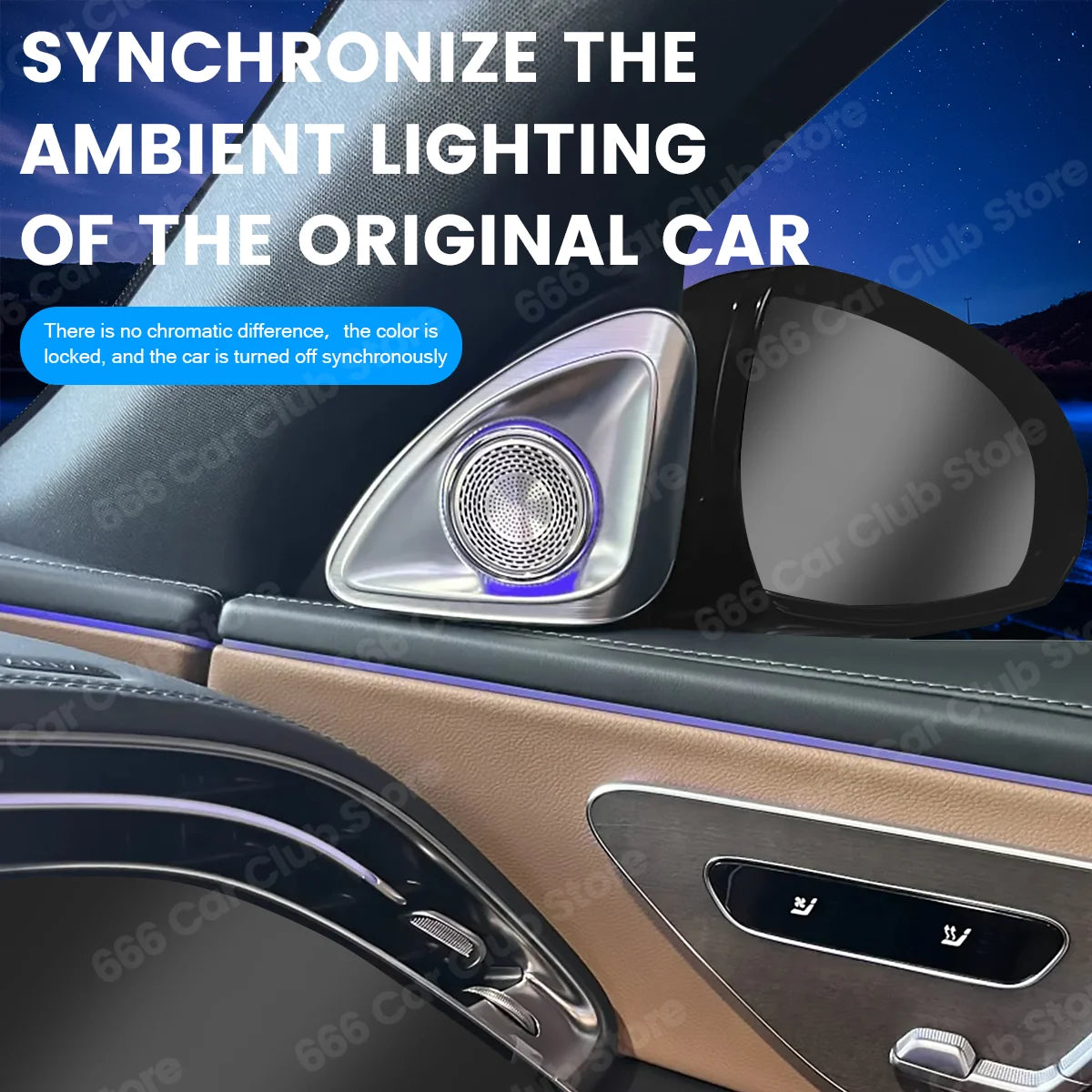 NEW LED 4D Rotating Tweeter Speaker For Mercedes Benz E Class W214 64 Colours RGB 3D Treble Horn Decoration Refit