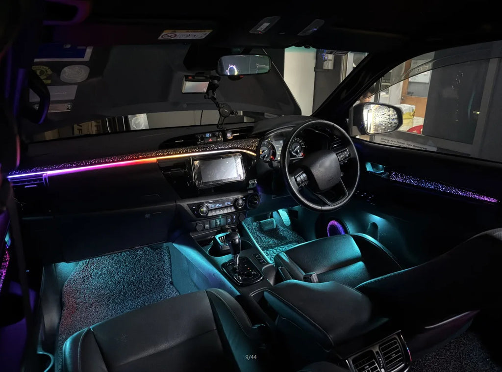 Car LED Interior Light For Toyota Hilux 2015-2024 Models LHD/RHD Dynamic Symphony 64-color Ambient Lighting Trim Accessories