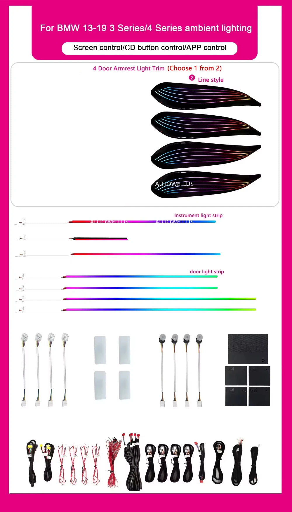 Interior Atmosphere Lighting 64 Color for BMW 2013-2019 3 Series F30 F31 F34 F36 Car Ambient Light Decoration Accessoriesight