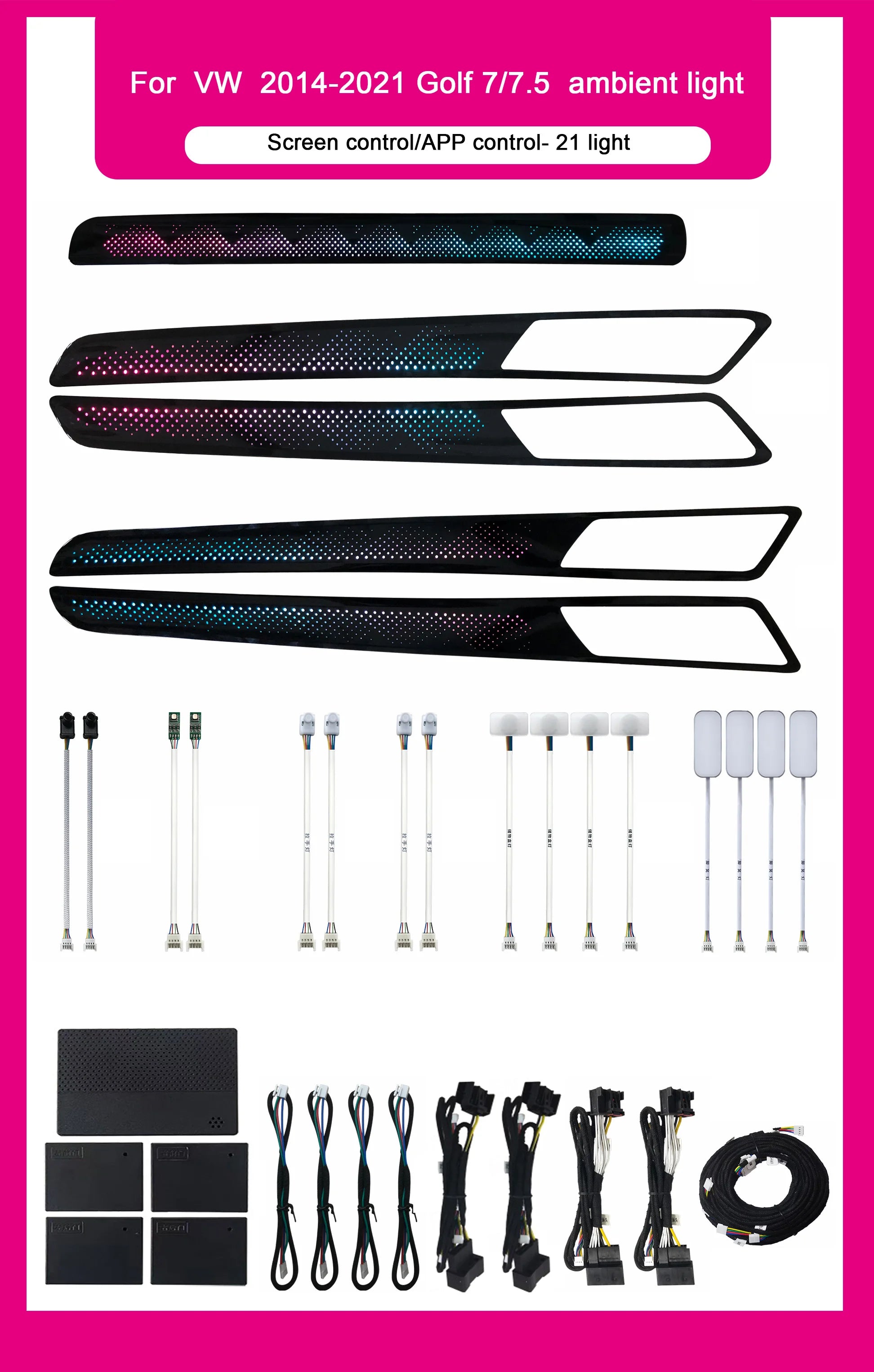 Car Atmosphere Light Hot Sale Suitable For Volkswagen 2014-2021 Golf 7/7.5 Interior LED Dynamic 64 Color Symphony Kit High