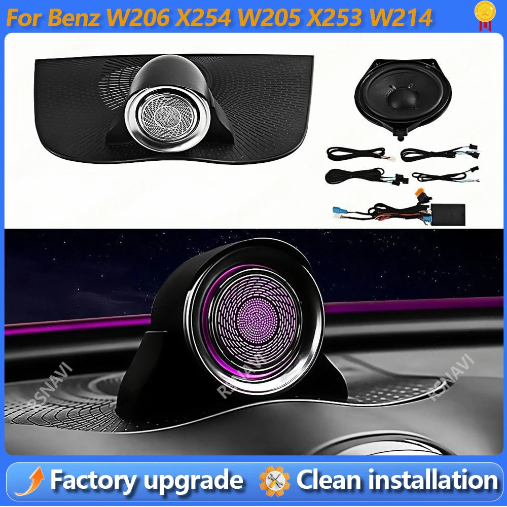 Mid-High Frequency Speaker Mounted Sound System Car Audio 4D Tweeter Ambient light For Mercedes Benz C W206 W205 GLC X254