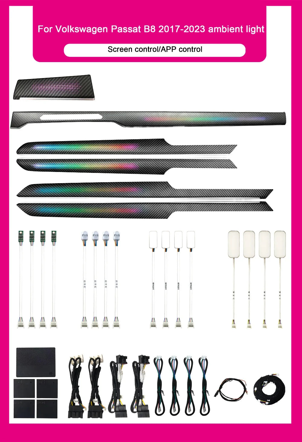Multicolored Car Interior Ambient LIghts for Volkswagen Passat B8 2017-2021Dynamic Symphony Car Interior Light Upgrade VW B8