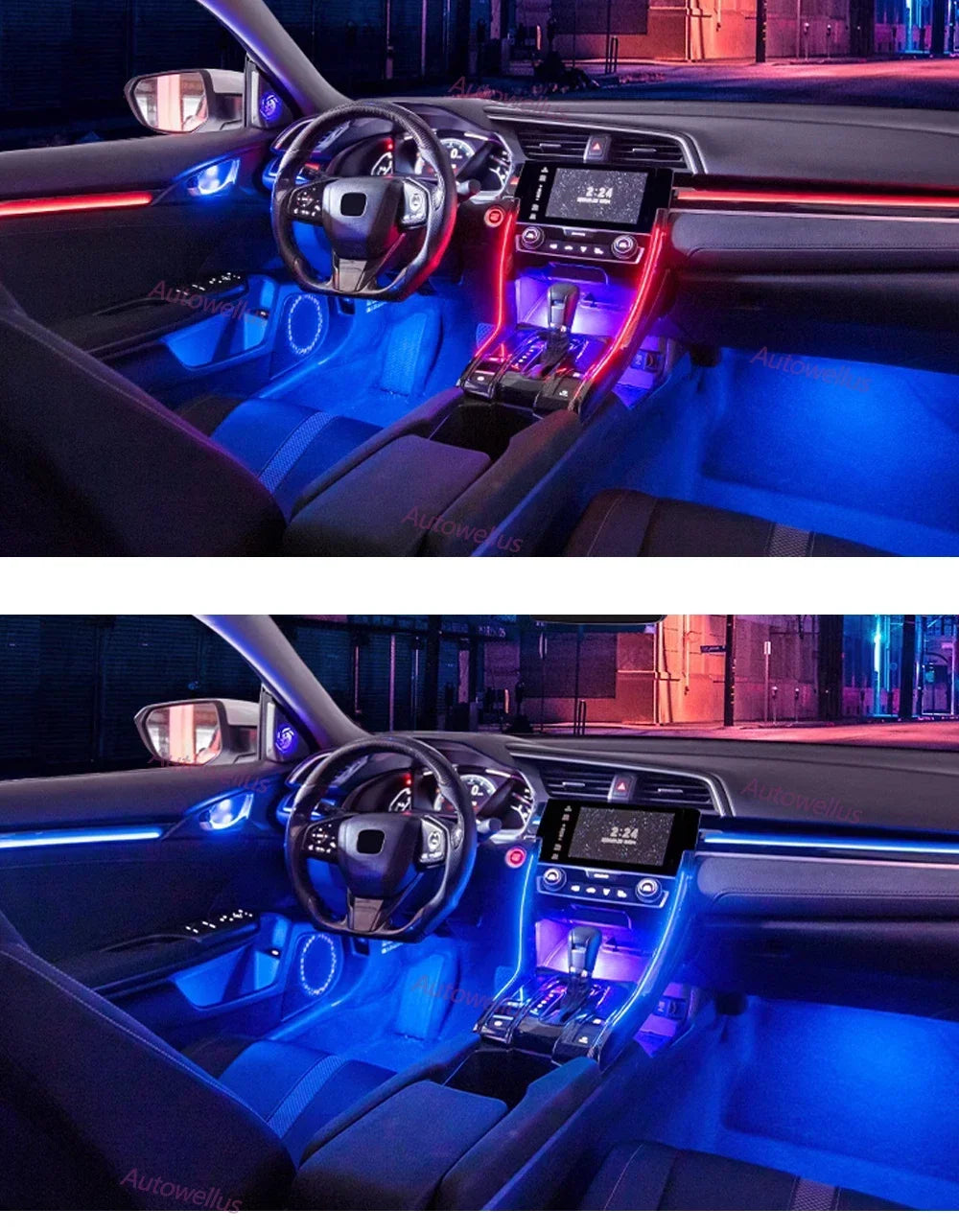 RHD LED Car Inner Star Starry Ambient light For Honda Civic 2016-2021 Dynamic Ambient Lamp Original 1:1 Mold Kit APP Control