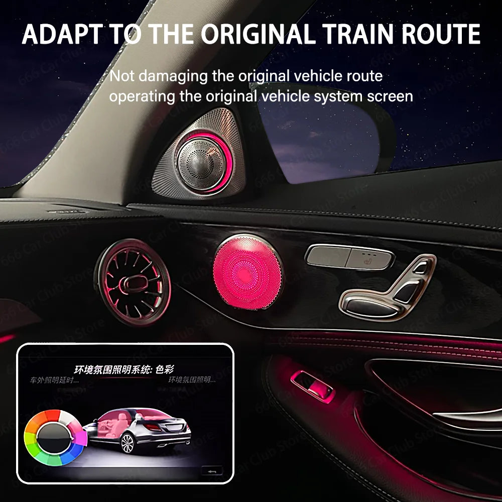 64 Colours LED Car Door Luminous Speaker Cover For Mercedes Benz W205 X253 W213 W238 Coupe Sound Metal Decoratio Ambient Light