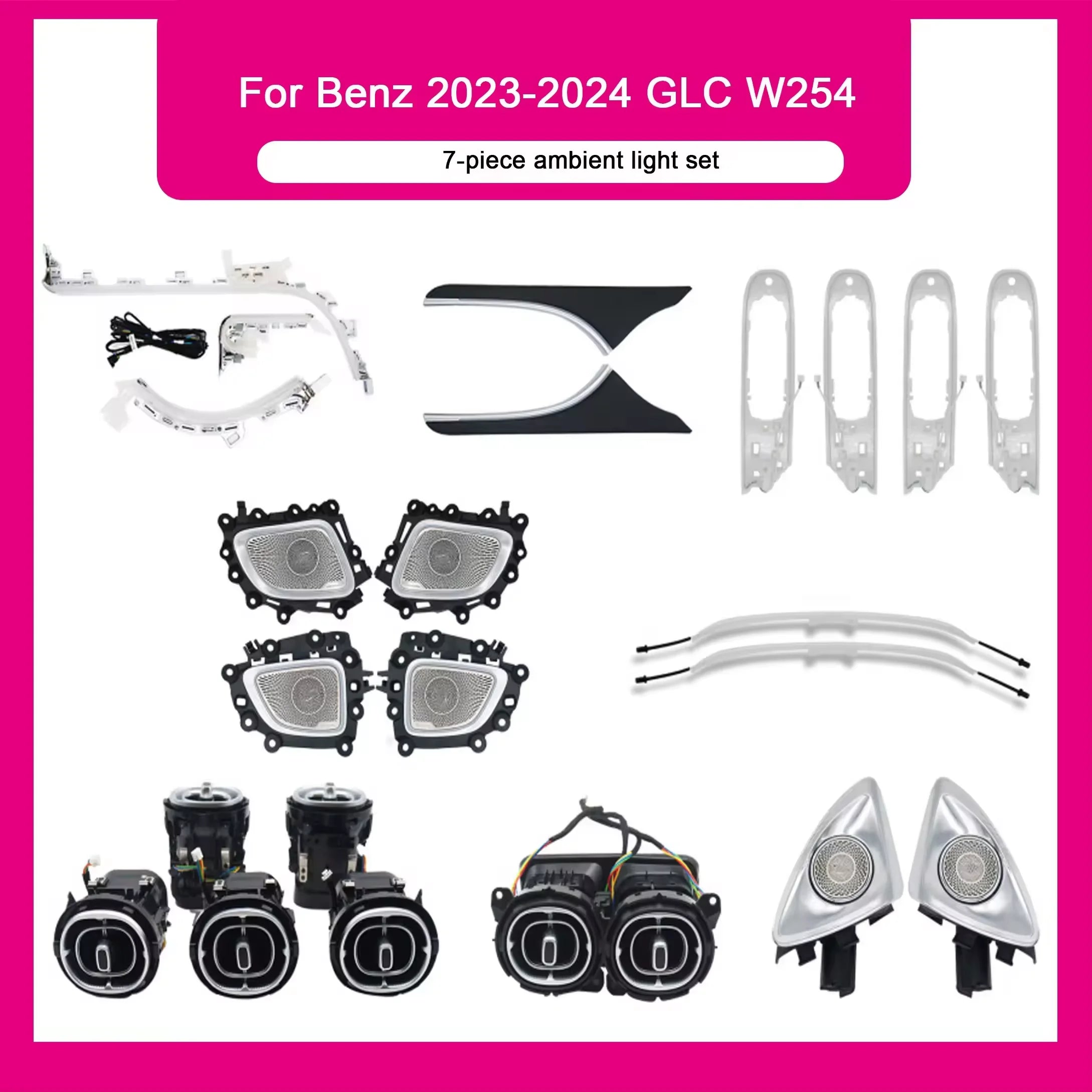 64 Color Car Ambient Light for Mercedes Benz C-Class W206 2022-2024 Speaker Edge Turbine Air Outlet Auto Interior Lighting