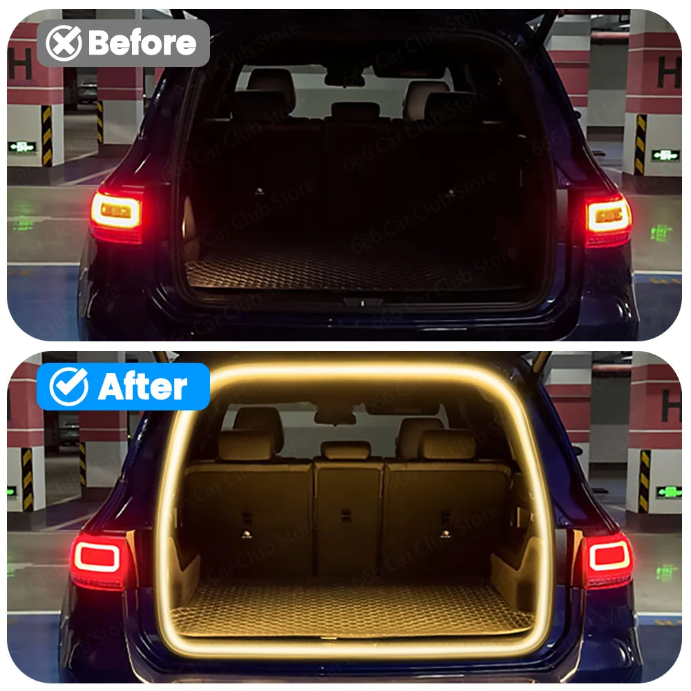 LED Atmosphere Light Mercedes-Benz Trunk Flowing Light Yellow White Tail Box Brightening Car Accessory