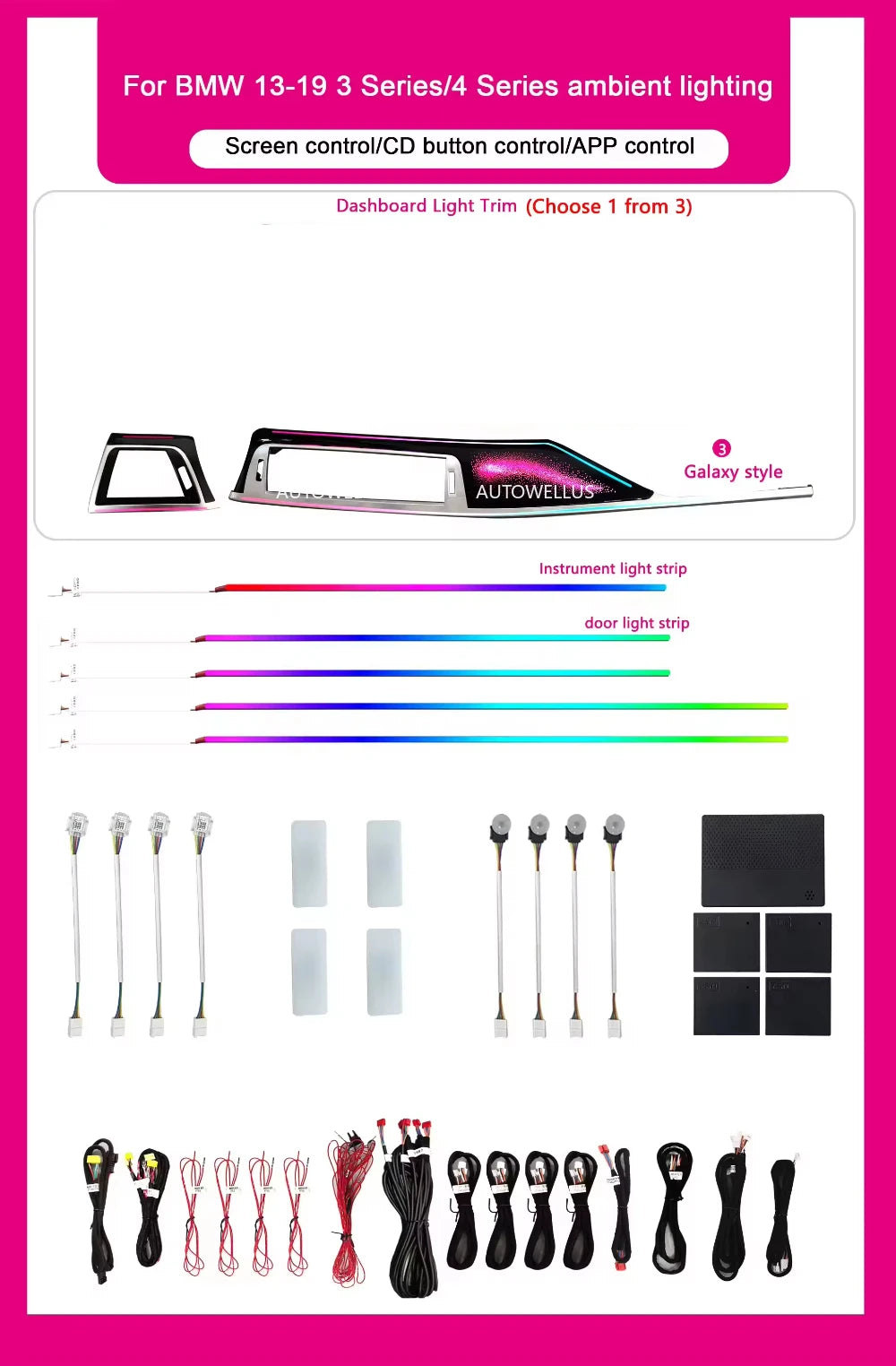 Interior Atmosphere Lighting 64 Color for BMW 2013-2019 3 Series F30 F31 F34 F36 Car Ambient Light Decoration Accessoriesight