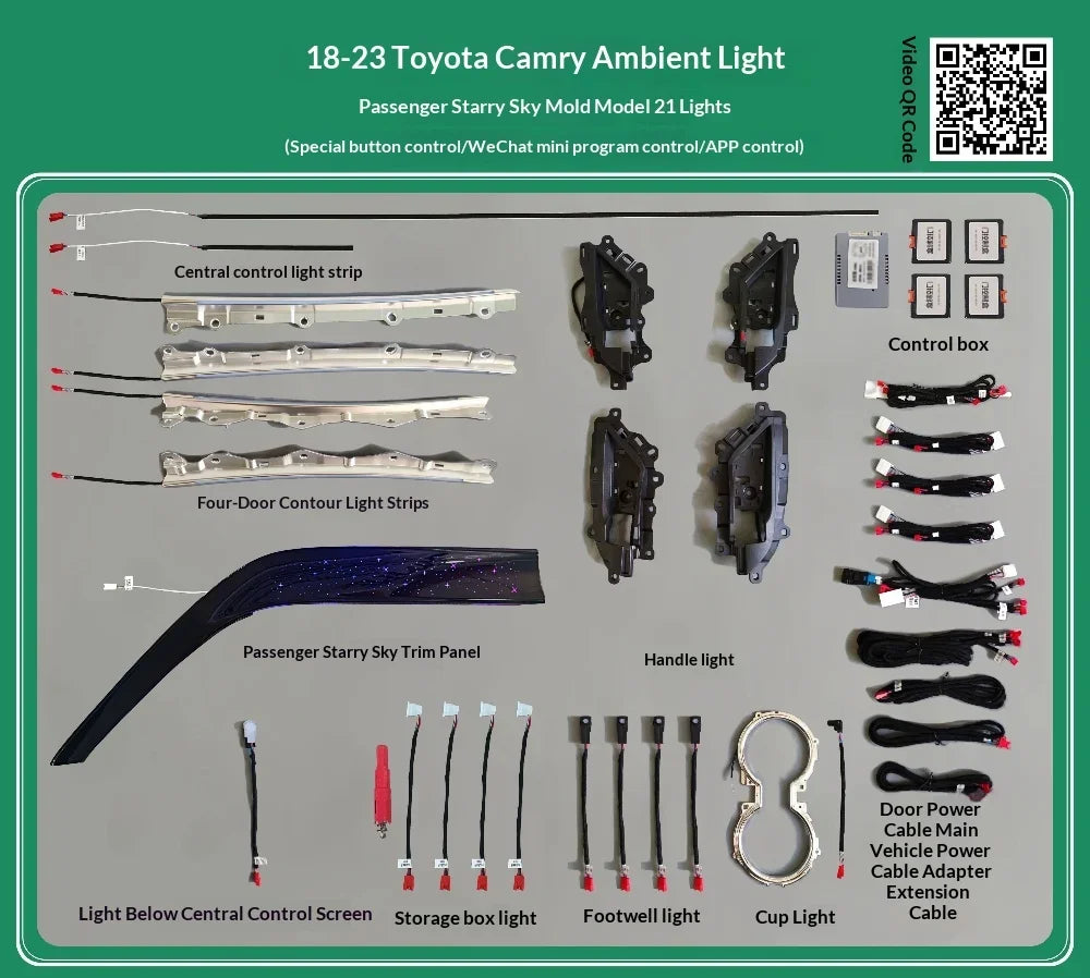 Auto Interior Light RHD Kit 64-color LED Car Ambient Light Trim Accessory Specifically for Toyota Camry 2018-2023 RHD Models