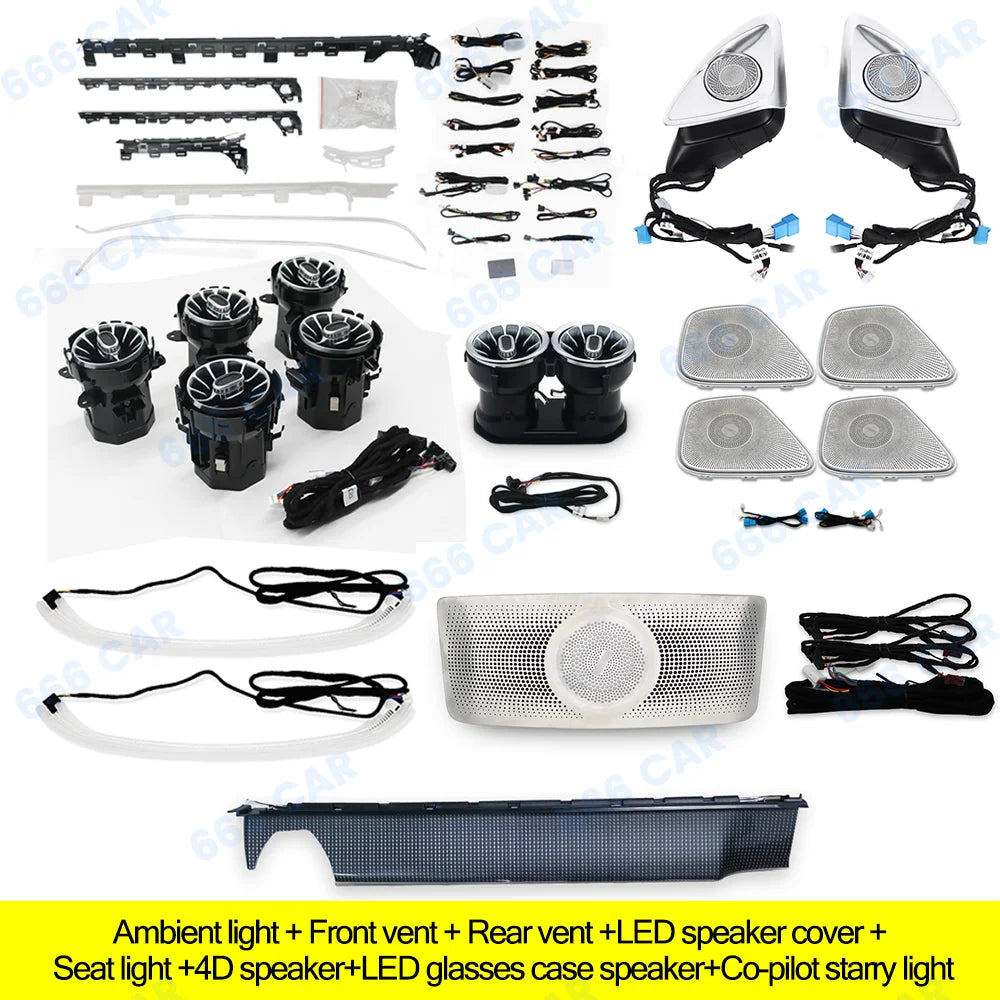 64 Colours Ambient Light For Mercedes Benz W177 W118 W247 A/B/CLA/GLA/GLB Class RGB LED Air Vents Car Door Seats Decorative Lamp