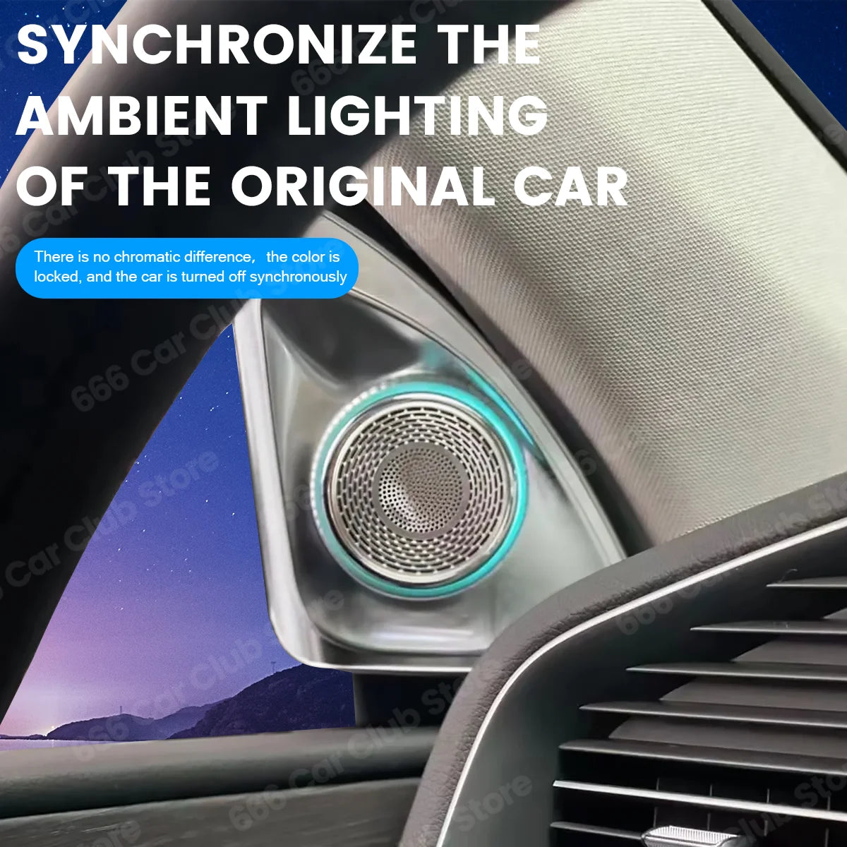 64colour 4D Rotating Tweeter For Mercedes Benz 2020+ W167 GLE GLS 450 LED Luminous Car Speaker Horn Refit Ambient light