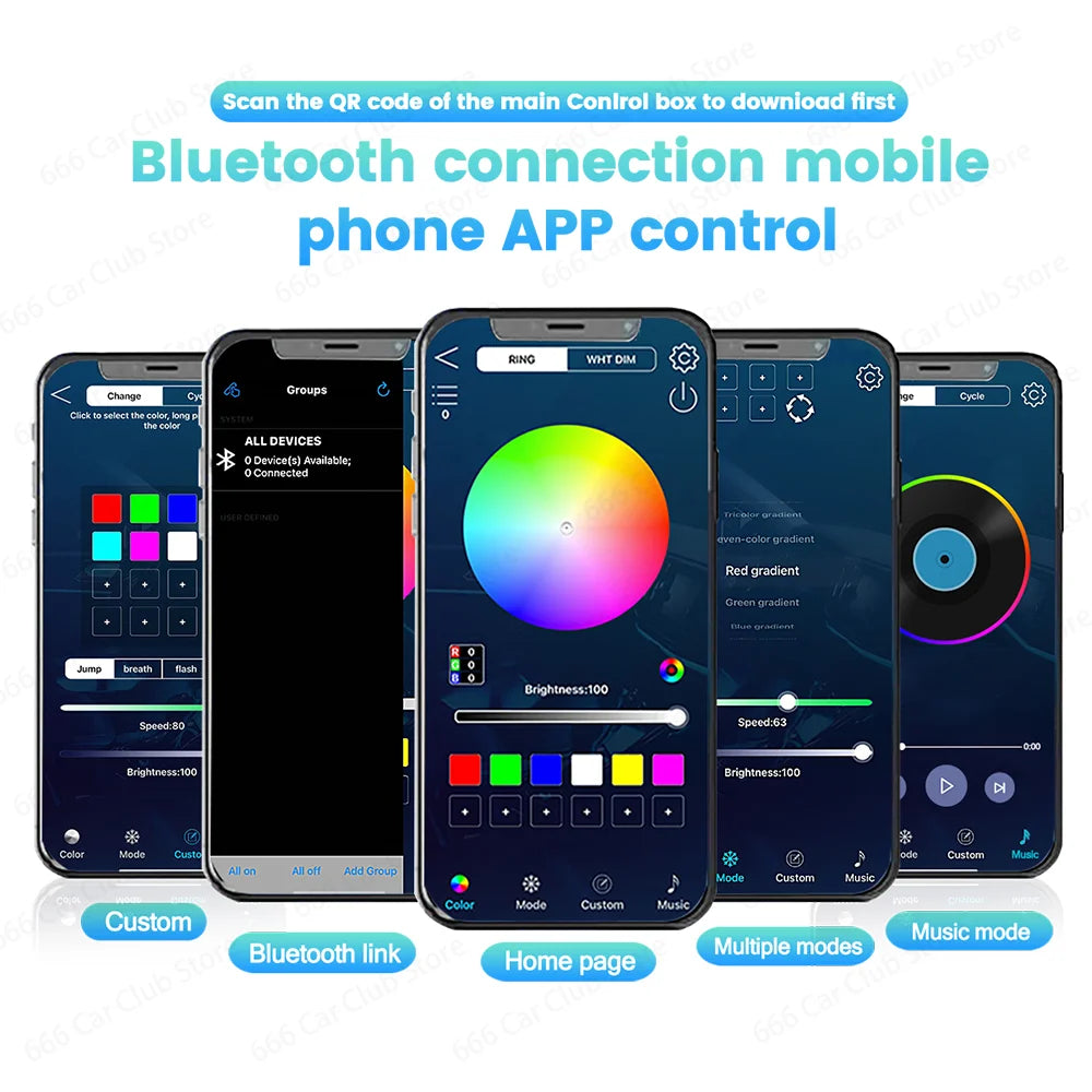 LED Ambient Light for BMW 3/4 Series 3GT F30 F31 F32 F34 App Control 256 Colors Car Interior Lighting Kit with Remote And APP