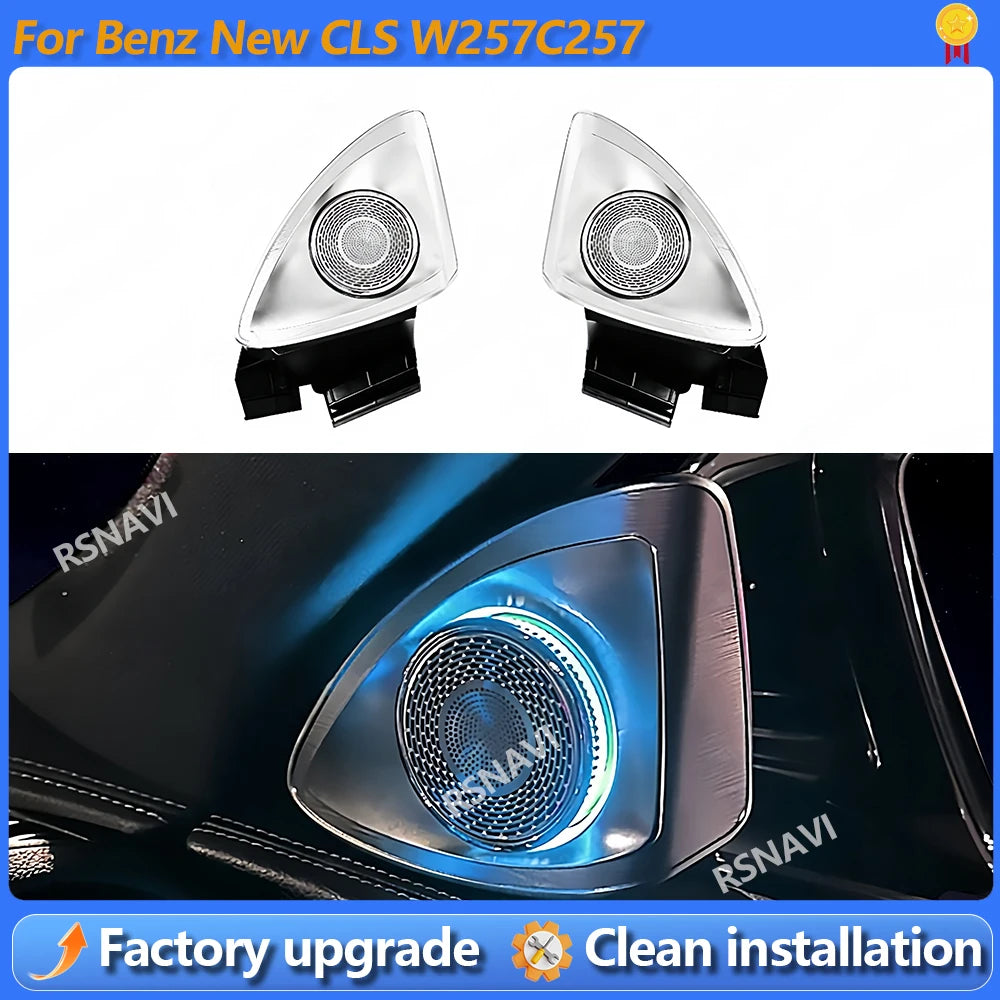 4D Rotation Glow Tweeter Speaker For Mercedes Benz CLS-class W257 C257 Loudspeaker LED Treble Audio Trumpet Horn