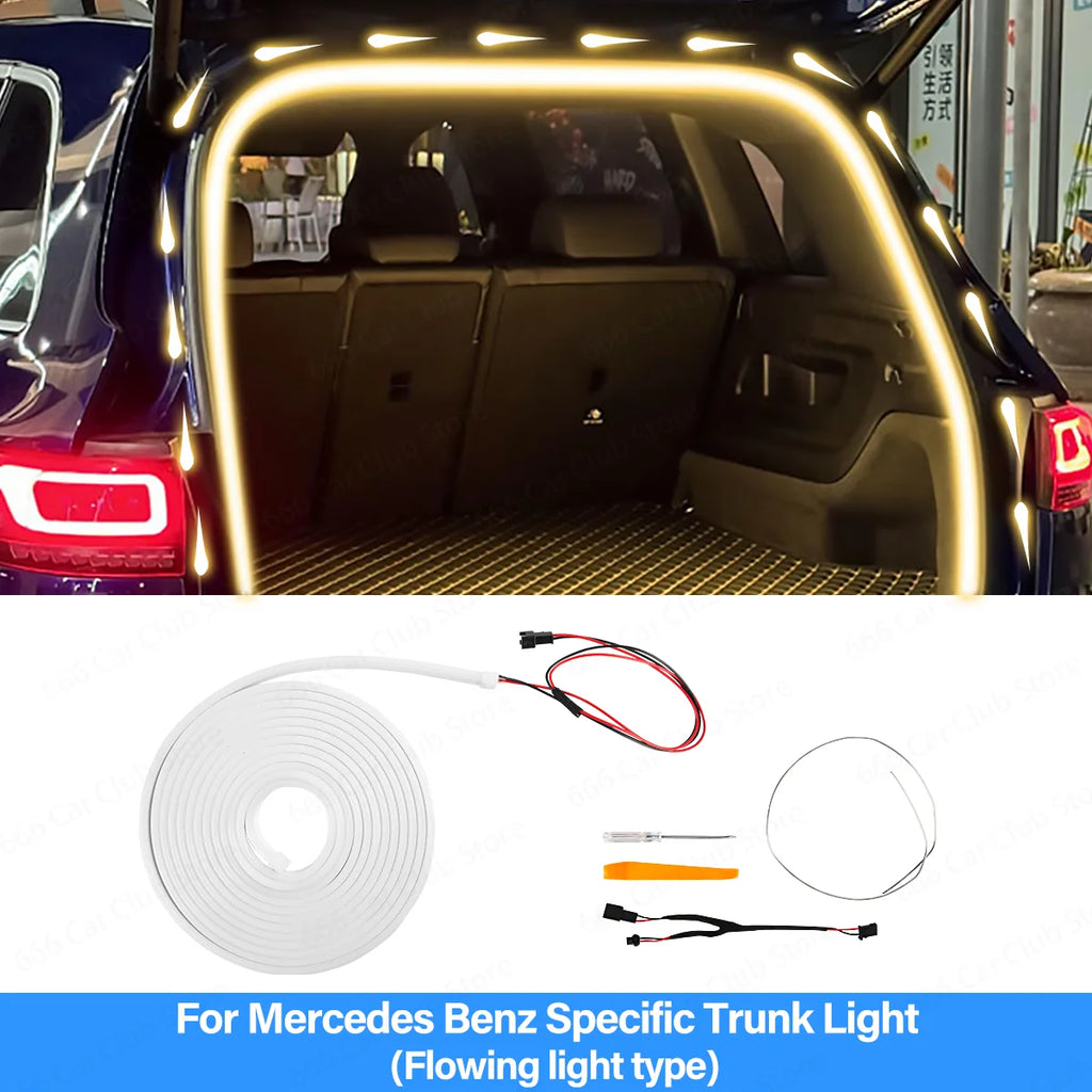 LED Atmosphere Light Mercedes-Benz Trunk Flowing Light Yellow White Tail Box Brightening Car Accessory