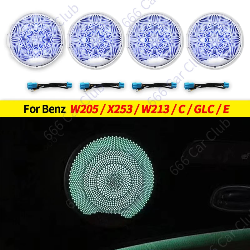 64 Colours LED Car Door Luminous Speaker Cover For Mercedes Benz W205 X253 W213 W238 Coupe Sound Metal Decoratio Ambient Light