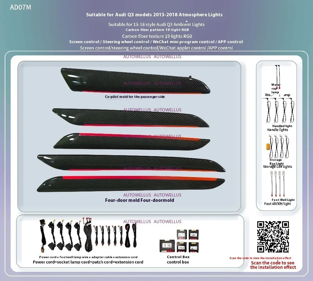 Ambient Light For Audi Q3 2013-2018 environmental Backlight Atmosphere Lamp Kit Symphony Interior LED Lighting Accessories