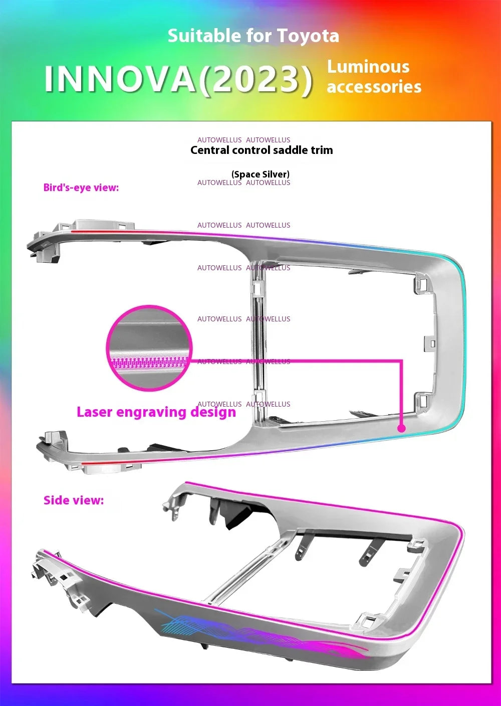 64 Colors Dynamic Ambient Light for Toyota Innova Hycross 2023 Car Interior LED Lighting Upgrade Accessories