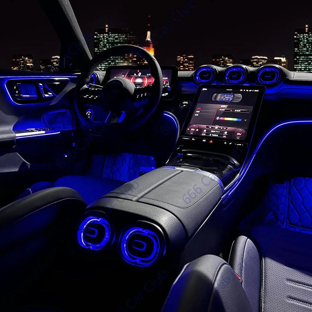 64 Colours LED Air Vents For Mercedes Benz C-Class W206 2022 Car RGB Turbine Air Conditioning Nozzle Outlet Ambient light Refit