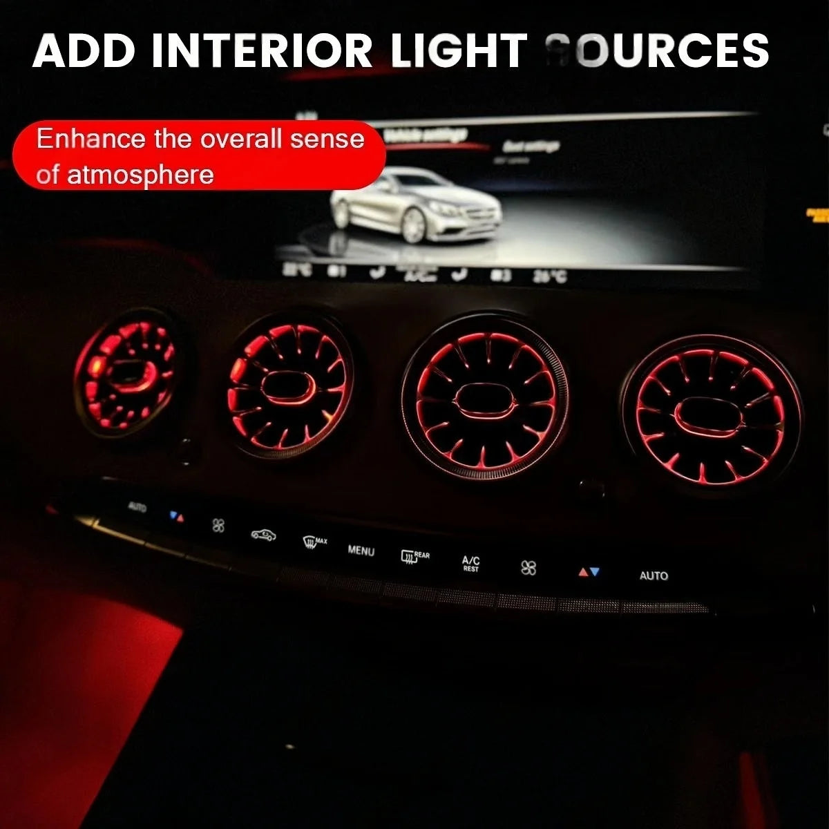 7/64 Colors LED Air Vents Ambient Light For Mercedes-Benz S-COUPE W217 C217 Car Refit Dashboard Outlet Atmosphere Lamp 2 Doors