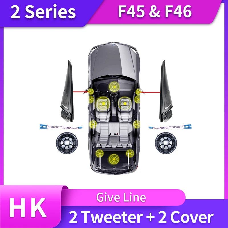 Car Front Door Tweeter Cover Speaker For BMW F45 F46 2 Series Bass Loudspeaker Horn 4.5 Inch Midrange High Power Subwoofer