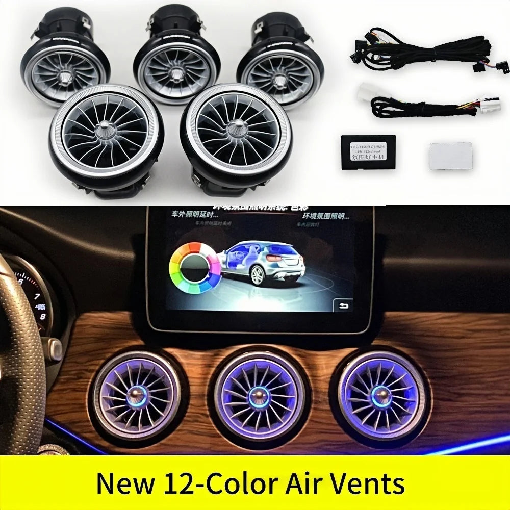 12/256 Colors Ambient Lights Led For Mercedes-Benz W176 X156 W117 W246 GLA CLA A Class Air Vents Turbine Nozzle Lamp Accessory