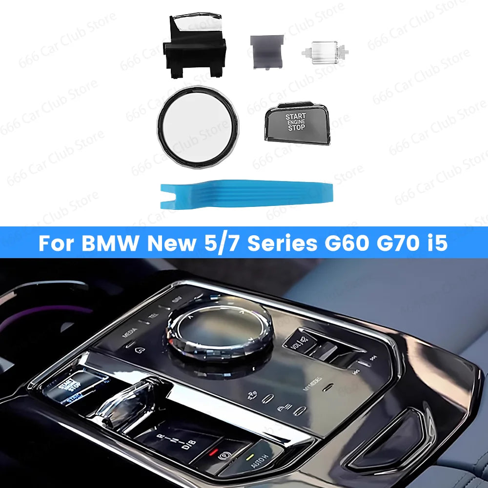 Artificial Crystal Glass Paddle Button Knob 4-piece Set For BMW 2024+ G60 G61 G70 New 5/7 Series M5 G90 iX i20 Multimedia Button