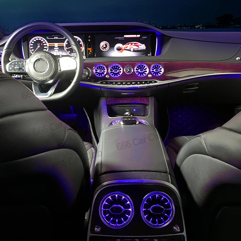 7/64 Colours LED Air Vent For Mercedes Benz W222 S-Class S350 S450L S500 S560 Interior Ambient Ligh RGB Turbine Nozzles Refit