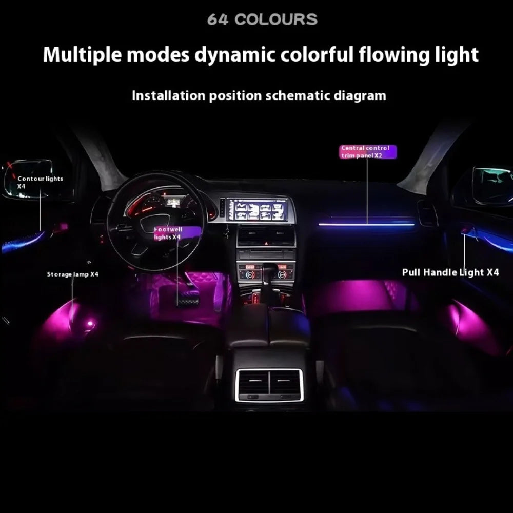 24 Leds Rainbow Kit Ambient light for audi Q7 2016-2019 Dashboard Four Door Led Strips Saddle Led Strips Storage Boxes Leds