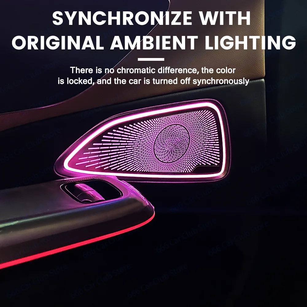 64 Colour LED Door Luminous Speaker Cover Atmosphere Lights For Mercedes Benz New E-Class W214 Car Decorative Light Parts