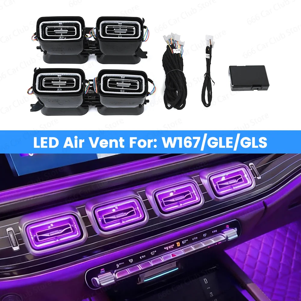 64 Colour LED Air Vents For Mercedes Benz W167 GLE GLS GLE53 GLS63 Indoor Ambient Light RGB Turbine Nozzle Decorative Lamp Refit