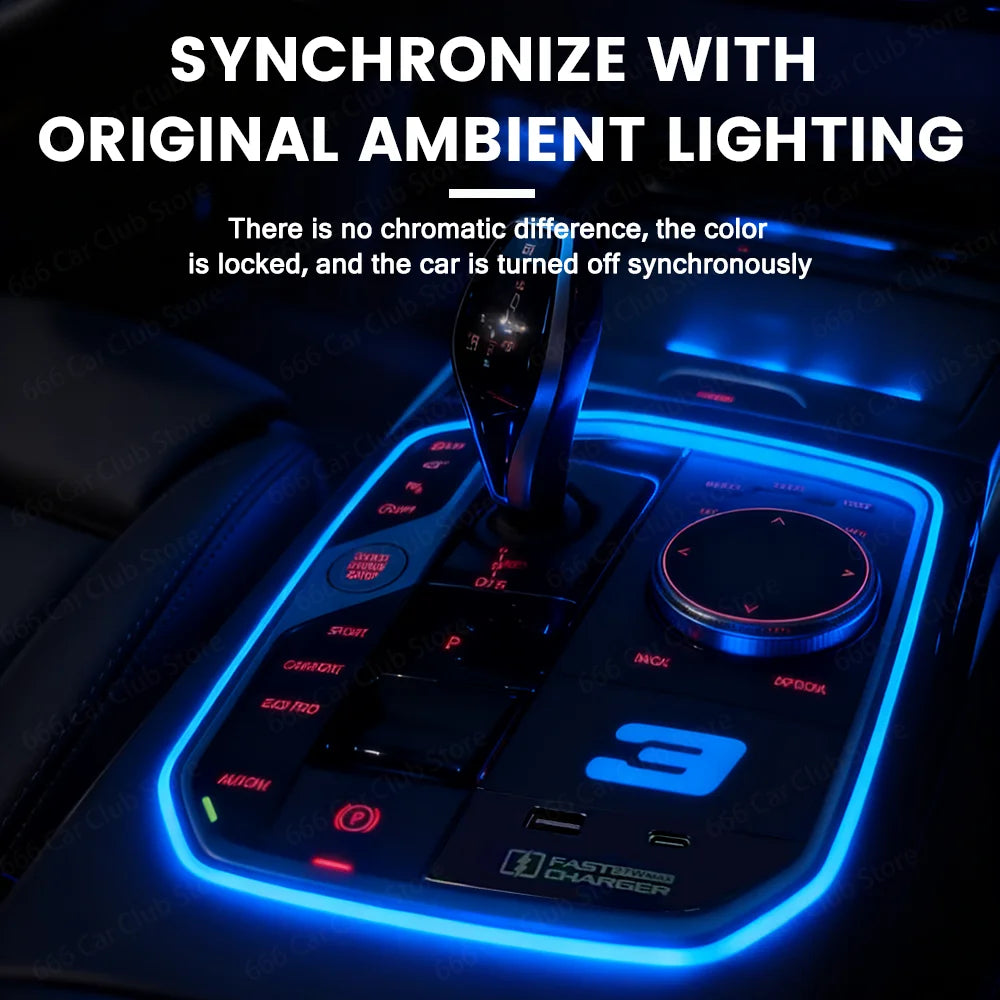 Center Console Saddle Light Panel Ambient Lighting For BMW 3 Series G20 4 Series G22 G26 G28 Interior Upgrade
