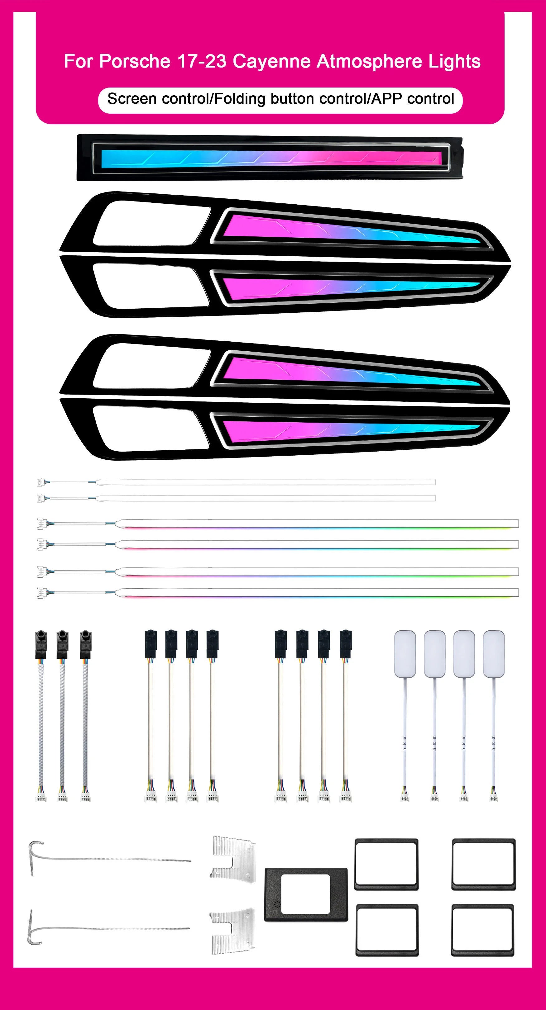 Upgraded 3D Crystal Dynamic Ambient Light 2017-2023 For Porsche Cayenne Symmetry Rainbow Car Interior Atmosphere Light